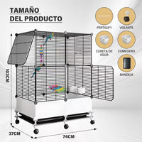 Large Multi-Layer Movable Bird Cage Villa for Parrots and Ornamental Birds - Splash-Proof Design