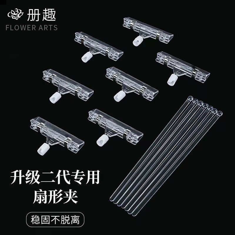 Transparent Floral Card Holder Clips with Stems for DIY Bouquets & Decorations