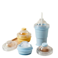 Portable Collapsible Ice Ball Maker Water Bottle with Straw, Food-Grade Silicone
