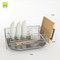 304 Stainless Steel Dish Drying Rack with Drainboard, Single-Tier Countertop Kitchen Organizer for Bowls, Plates, Utensils, and Cutting Boards