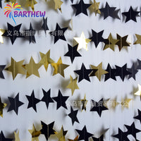 Double-Sided Black and Gold Star Garland for Party Decorations