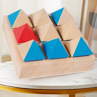 Kids Wooden Geometric Flip Blocks Educational Puzzle Game for Logical Thinking Training