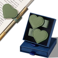 Magnetic Heart Bookmark with Pen Holder - Multifunctional Leather Clip for Books and Planners