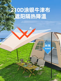 Large 6-8 Person Pop-Up Camping Tent with Integrated Tarp, 2-in-1 Outdoor Shelter for Overnight Camping and Sun Protection