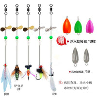 Sequined Spinner Bait Fishing Lure Set with Pre-tied Line for Stream Micro Fishing