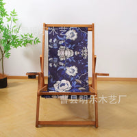 Portable Wooden Folding Beach Chair with Armrests and Cup Holder for Outdoor Relaxation