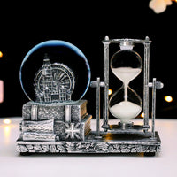 Retro Ferris Wheel Music Box Hourglass with LED Light, Resin Desktop Ornament Gift