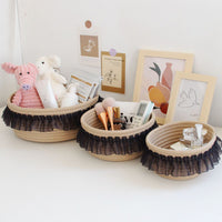 Hand-Woven Cotton Rope Storage Basket for Desktop Organization, Cosmetics, and Home Decor