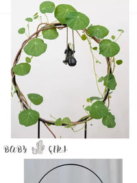 Iron Art Hydroponic Plant Climbing Trellis with Wooden Base, Round/Spiral Desktop Support for Potted Plants