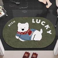 Cartoon Animal Diatomaceous Earth Bath Mat - Non-Slip Absorbent Bathroom Shower Mat