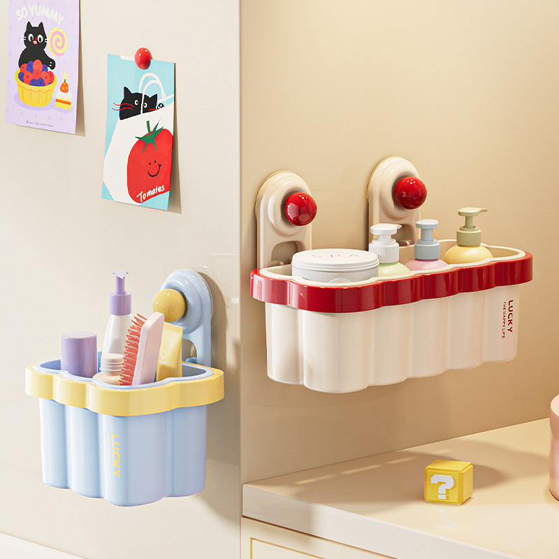 Wall-Mounted Punch-Free Bathroom Storage Shelf for Toilet, Shower, and Vanity