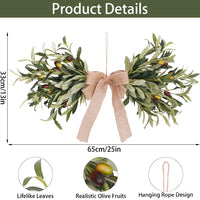 Artificial Olive Leaf and Fruit Wreath for Front Door, Living Room, Outdoor Decor, Christmas