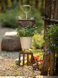 Rustic Iron Bird Planter Garden Yard Decoration