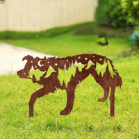 Metal Animal Garden Stakes Outdoor Yard Art Decor Rusty Iron Silhouette