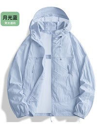 Unisex UPF 50+ Ice Silk Sun Protection Jacket with Detachable Hood for Outdoor Cycling