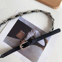 American Retro Carved Leather Belt for Jeans - Vintage Style Waist Chain Accessory
