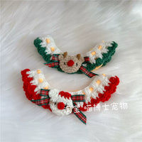 Christmas Pet Collar and Hat Set for Cats and Small Dogs, Festive Knitted Scarf and Bib Costume