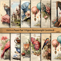 European Vintage Castle & Butterfly Theme Decorative Paper Set for Scrapbooking (11 Sheets)