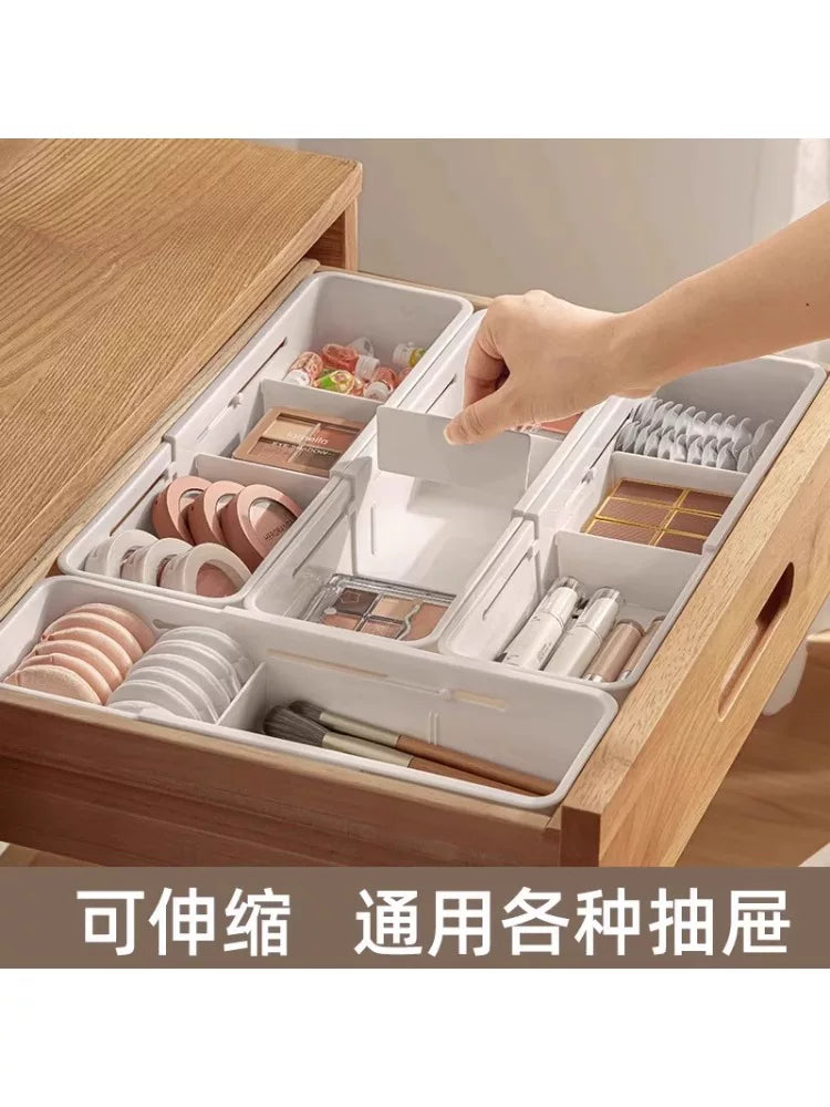 Japanese Style Expandable Drawer Organizer for Desk, Snacks, Toys, Cosmetics, Kitchen Cabinets