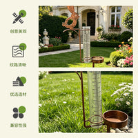 Outdoor Iron Art Rabbit Bird Feeder with Rain Gauge and Bird Bath for Garden Decoration
