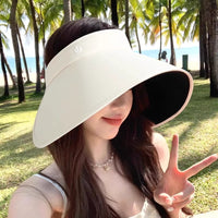 Women's Wide Brim UV Protection Sun Visor Hat with Neck Flap, Adjustable Ice Silk Full Face Cover for Summer Outdoor Activities