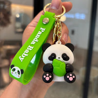 Cartoon Panda Keychain with Bamboo, Couple's Coin Purse Pendant, Festival Gift