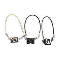 Dollhouse Miniature Retro Camera Black and White Bag Neck Accessory Doll Pendant