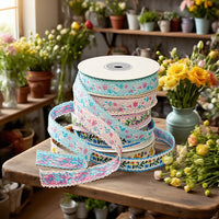 Embossed Floral Ribbon Trim for Hanfu and DIY Crafts, 1.7cm Wide