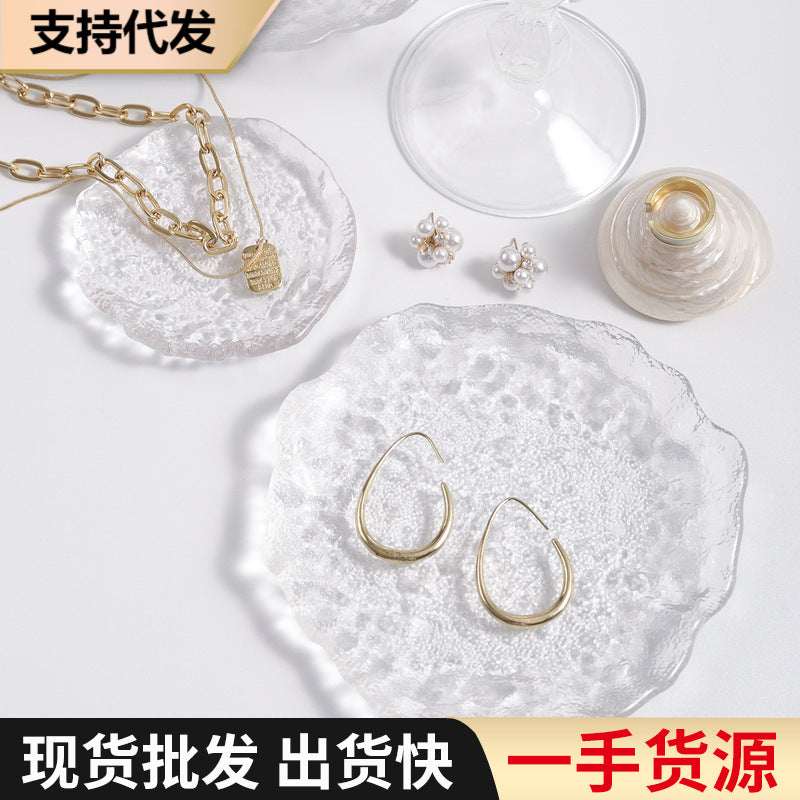 Irregular Glass Jewelry Tray for Display and Photography Props