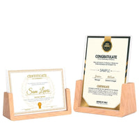 Beech Wood U-Shaped A4 Photo Frame Display Stand for Certificates and Advertisements