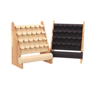 Wood Jewelry Display Stand with Faux Leather Finish for Earrings, Necklaces, Bracelets and Pendants