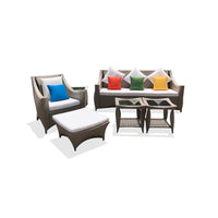 Outdoor Rattan Wicker Sofa Set with Coffee Table, Weatherproof Patio Garden Furniture