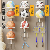 Wall-Mounted Ball Storage Rack for Home, Punch-Free Organizer for Basketball, Volleyball, Soccer Balls