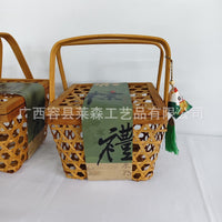 Handwoven Bamboo Gift Basket for Festivals and Storage