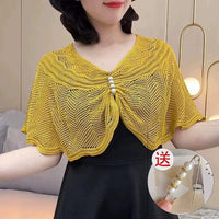 Knitted Ice Silk Shawl with Neck Protection for Air-Conditioned Rooms, Fashionable Sun Protection Cape