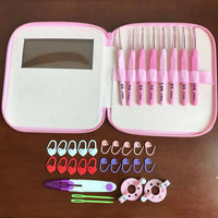 Gradient Pink Soft Handle Crochet Hook Set with PU Case