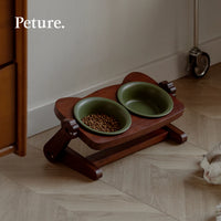Peture Adjustable Height Ceramic Pet Bowl for Cats and Small Dogs, Double or Single Bowl Design