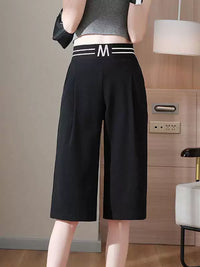 Women's Plus Size Cropped Wide Leg Pants - High Waisted, Stretchy, Straight Leg, Casual Outdoor Shorts