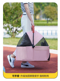 Portable Foldable Pet Carrier with Carbon Steel Handle for Cats and Small Dogs