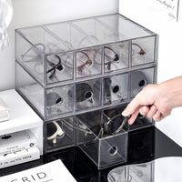 Clear Acrylic Stackable Drawer Sunglasses Organizer Box Multi-Grid Large Capacity Eyewear Storage