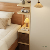 Slim Rattan Nightstand, 17cm/28cm Small Simple Bedside Table Storage Shelf