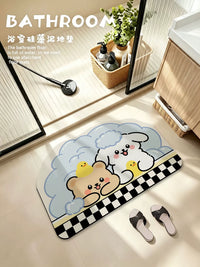 Irregular Diatomaceous Earth Bath Mat - Non-Slip, Super Absorbent, Quick Dry Bathroom Floor Mat