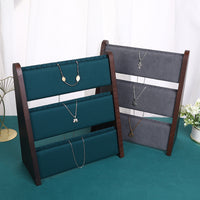 Walnut Wood 2-Tier Necklace Display Stand Jewelry Organizer for Bracelets and Necklaces