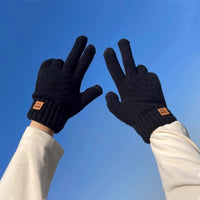 Unisex Double-Layer Fleece Lined Touchscreen Gloves for Winter Cycling and Outdoor Activities