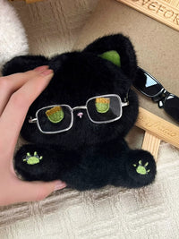 Emo Cat Plush Doll with Glasses - 15cm Cute Stuffed Animal Toy