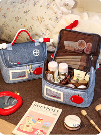 Portable Large Capacity Cosmetic Bag for Women, Cute House Design Makeup Organizer with Handle for Travel and Skincare