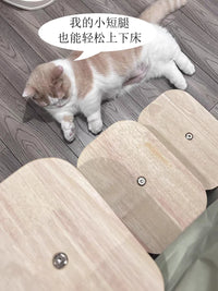 Solid Wood Cat Climbing Ladder for Old Cats and Small Dogs, Multi-level Cat Tree Steps and Jumping Platform