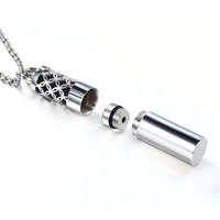316L Stainless Steel Cylinder Essential Oil Diffuser Necklace