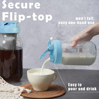 Mason Jar Flip Cap Lids for Wide Mouth Jars, Reusable Storage Drink Lids