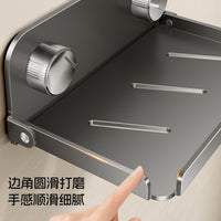Foldable Stainless Steel Bathroom Phone Holder with Storage Tray, No-Drill Wall Mount